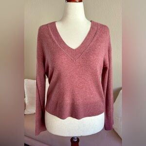 Rachel Zoe Sweater 2 Ply Cashmere LS V Neck Pullover Dusty Pink Women’s M Luxury